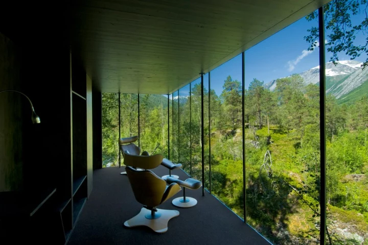 Designed by Norwegian architects Jensen & Skodvin, Juvet is a nature retreat that blends seamlessly with its wild environment