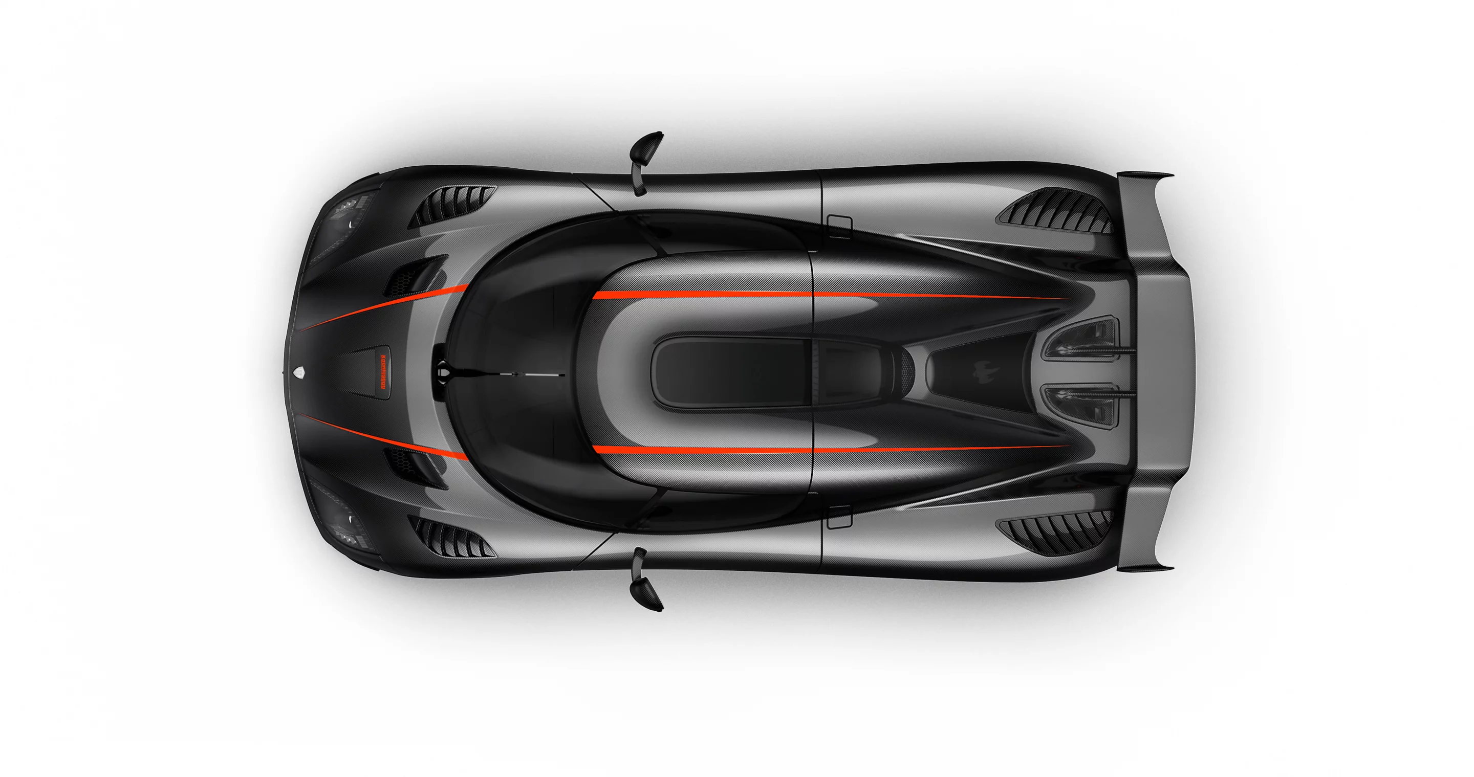 Seen from above, the Koenigsegg Agera RS shows the chassis proportions of a car dedicated to very high top speeds