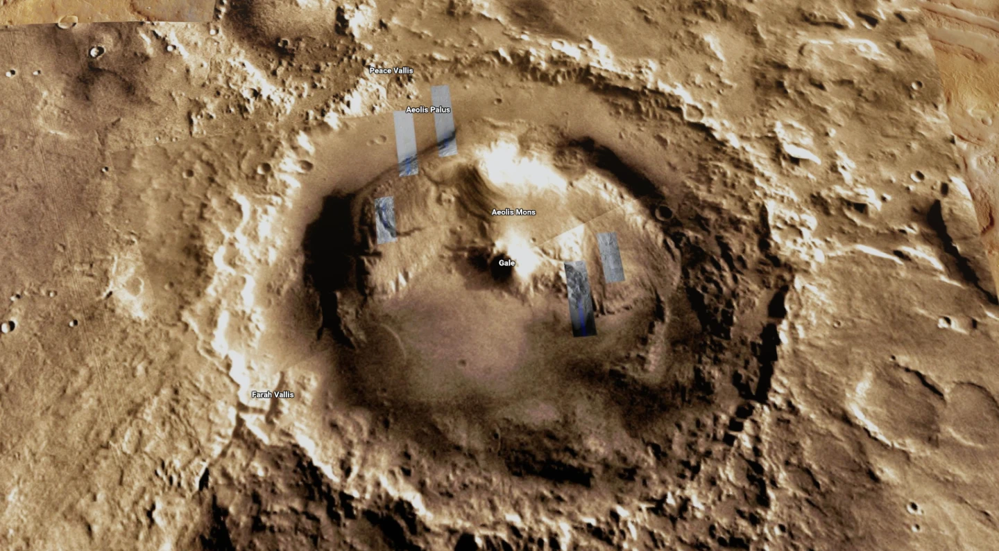 Gale Crater, the landing site of the Curiosity rover on Mars, is one region mapped out in high detail