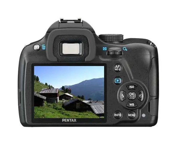 The K-500 has a 3-inch, 921,000 dot resolution LCD display with a wide 170° viewing angle and an optical viewfinder