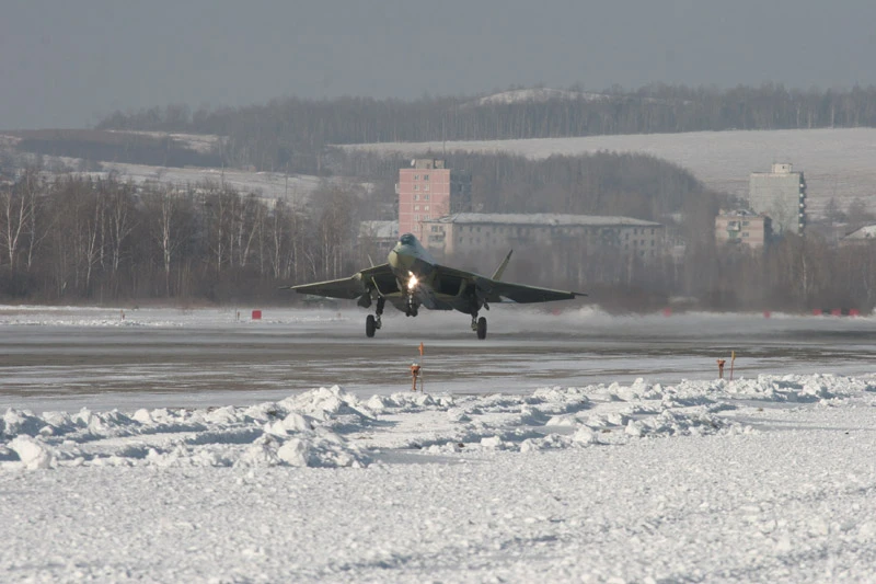 The Russian T-50 PAK-FA fighter jet prototype