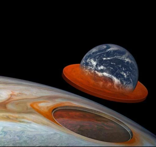Earth is used to show the size of Jupiter's Great Red Spot