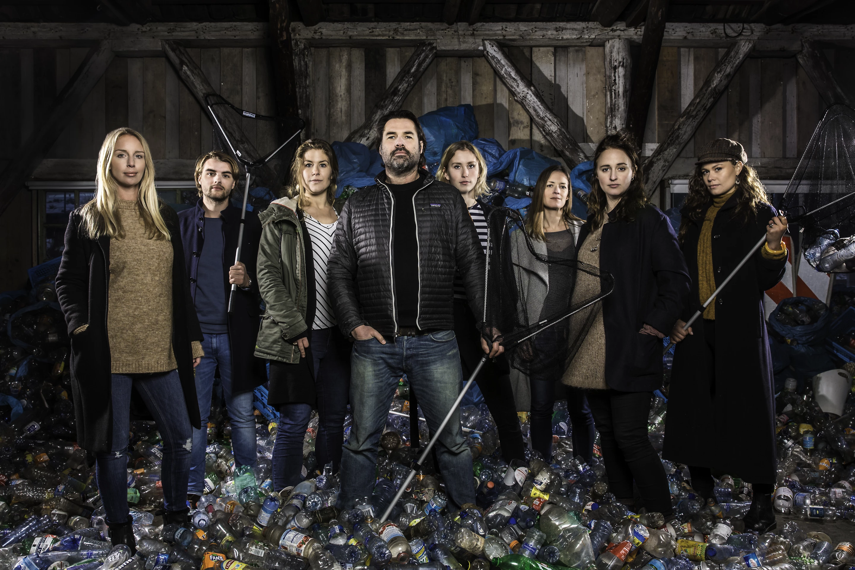 The Plastic Whale trash collection team