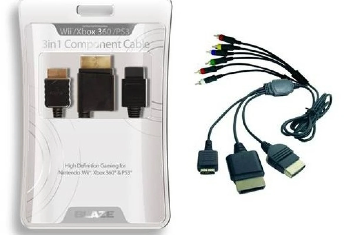 The Blaze 3-in-one component cable fits Xbox 360, PS3 and Wii consoles