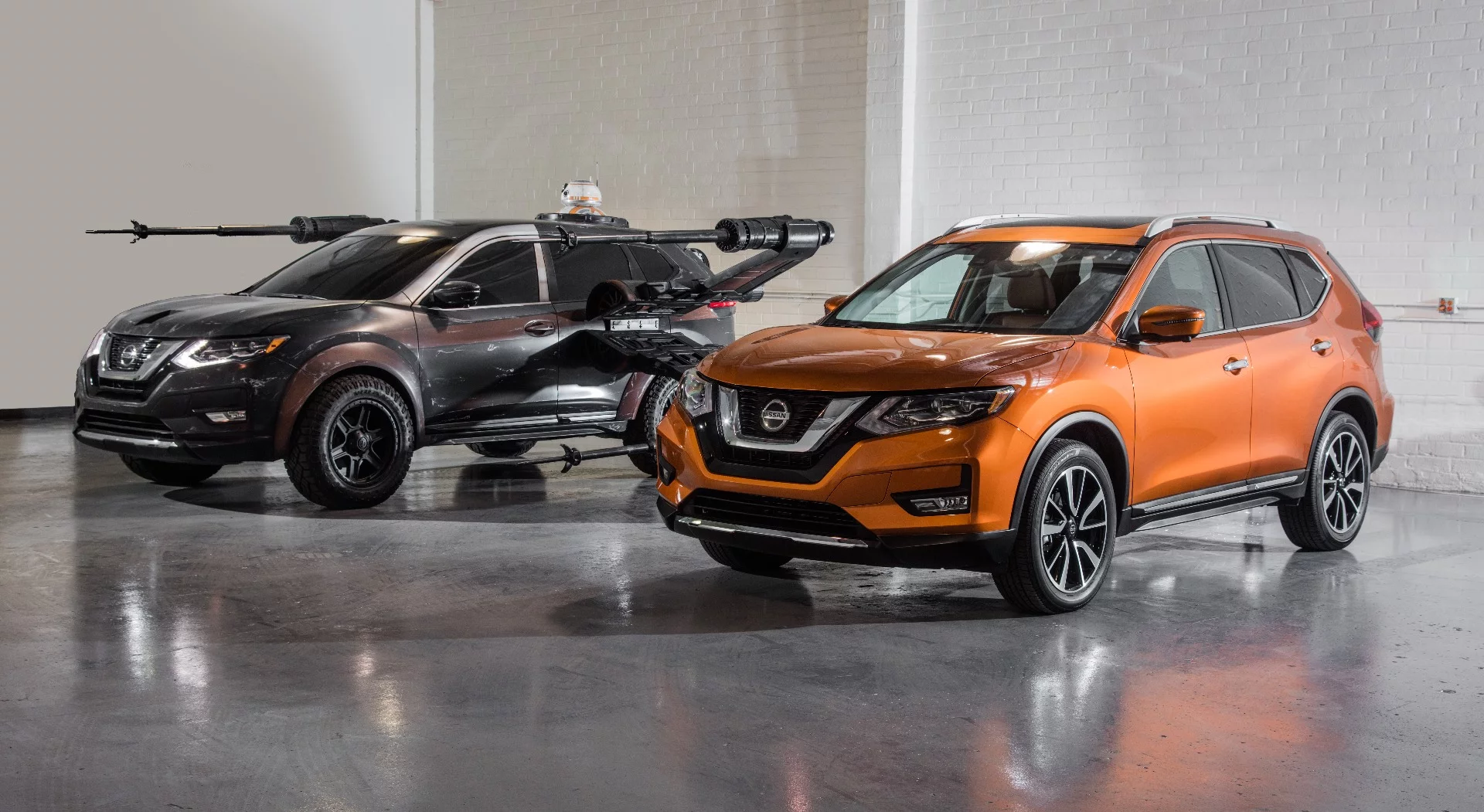 The Nissan Rogue Poe X-wing beside its standard brother