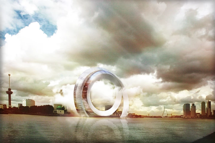 The Dutch Windwheel concept is a mixed-use development comprising two rings, one of which uses an electrostatic wind energy convertor to generate electricity