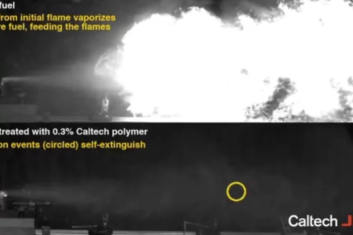 Regular untreated jet fuel (top) and fuel with the polymer additive (bottom)