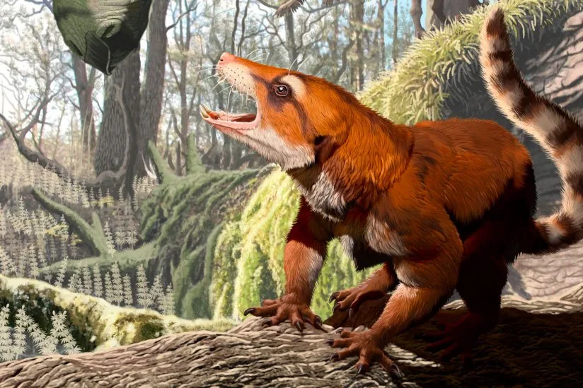 An artist's rendition of Cifelliodon wahkarmoosuch, a transitional creature between reptiles and mammals that may readjust our understanding of when the supercontinent Pangaea broke apart