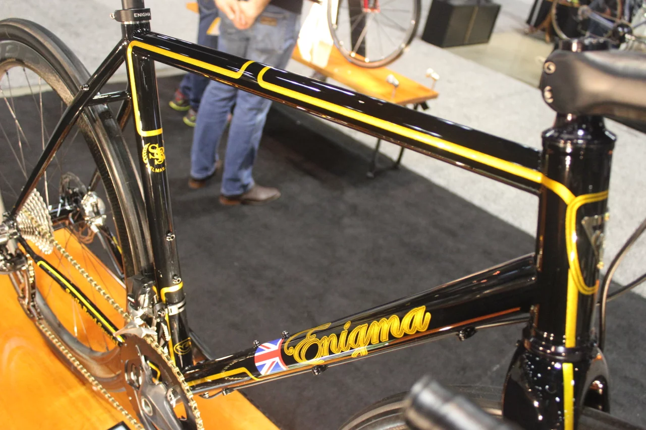 Snazzy gold accents on this road bike from Enigma Bikes