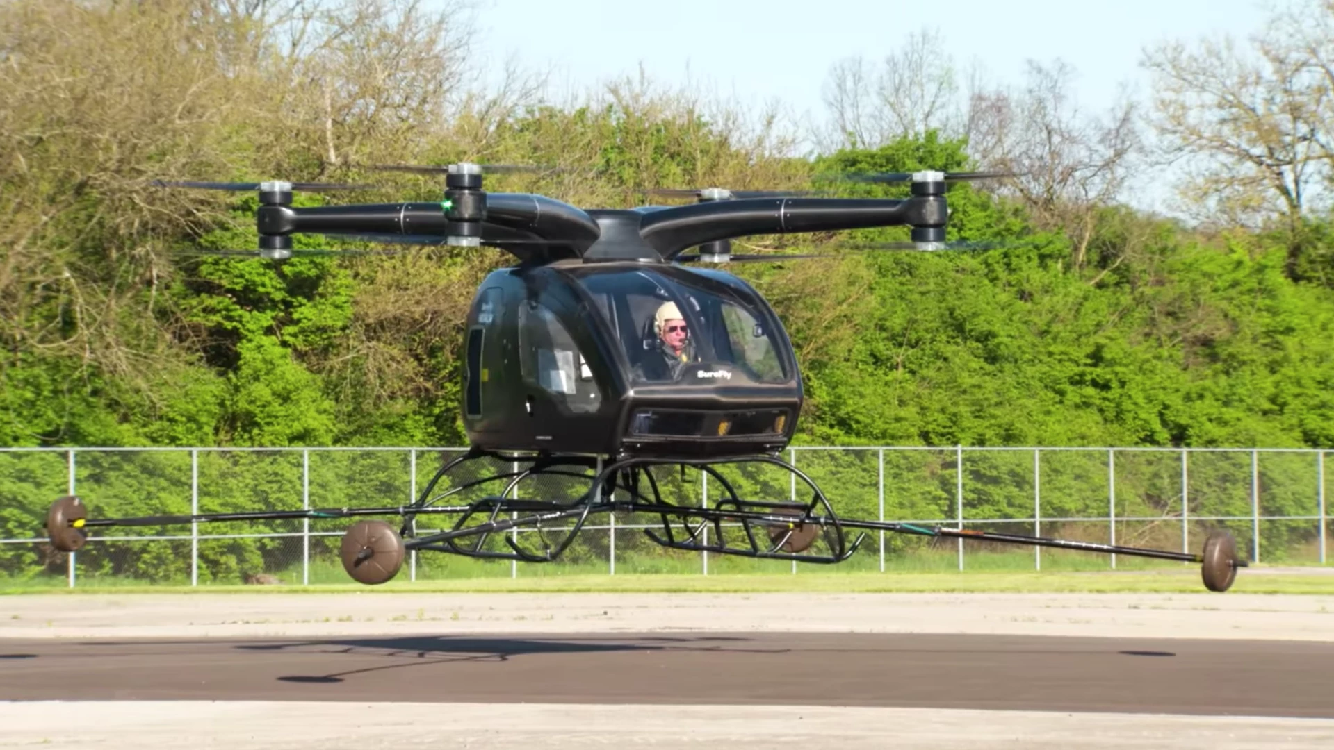The Surefly takes to the air with a passenger for the first time