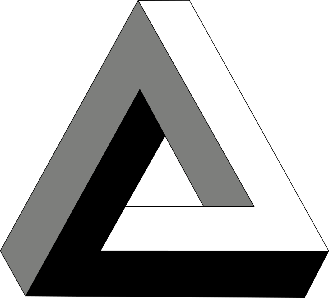 The Penrose triangle, a famous 'impossible figure' that would inspire some of M.C. Escher's greatest works