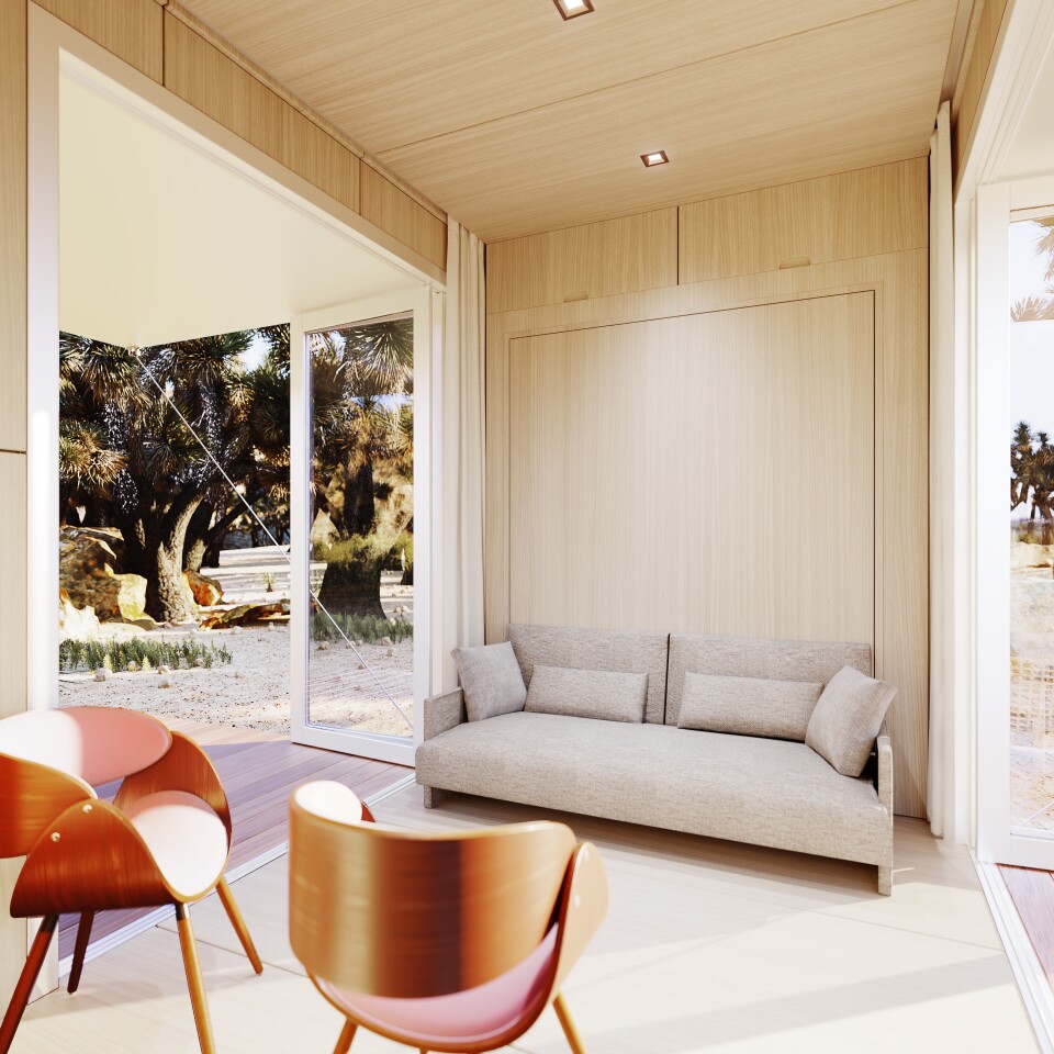 Bi-folding glass doors opens the home up to the outdoors