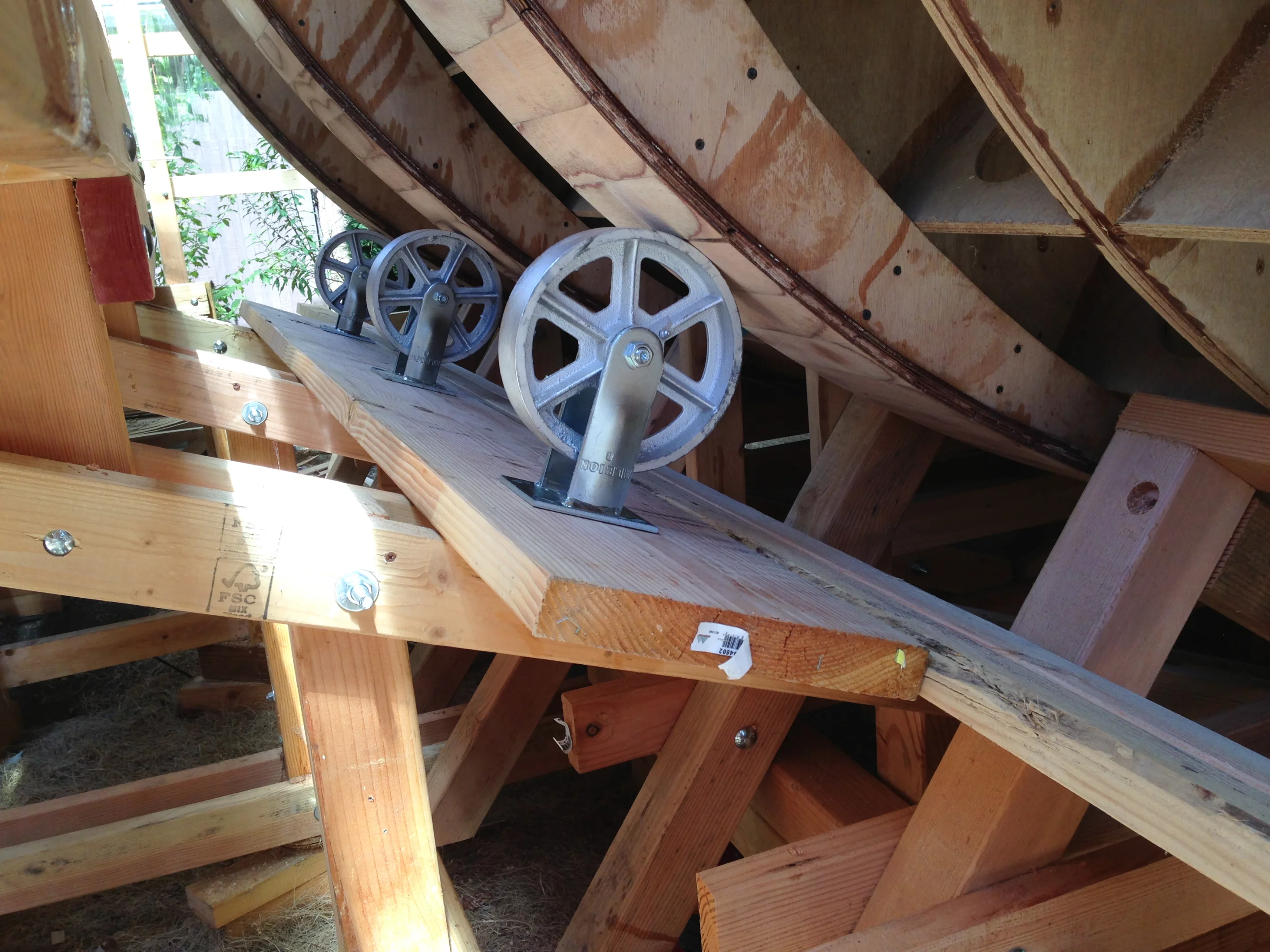 After some two years of painstaking design and construction, the escape pod, dubbed Tsunamiball, nears completion (Photo: Chris Robinson)