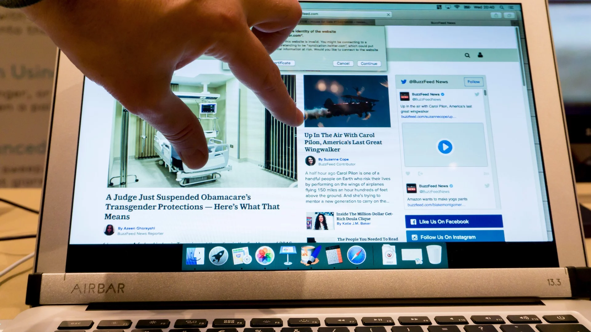 AirBar emits a light field that enables touch input on the MacBook Air