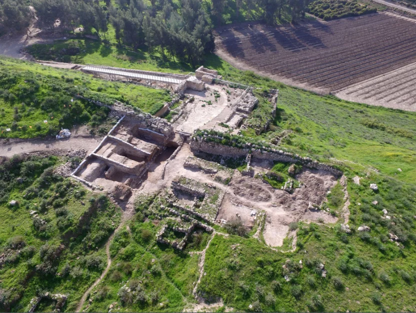 A helicopter view of the Tel Lachish excavation site in Israel