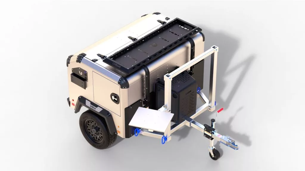 The Ushi OG rooftop tent support can also be combined with a table attachment