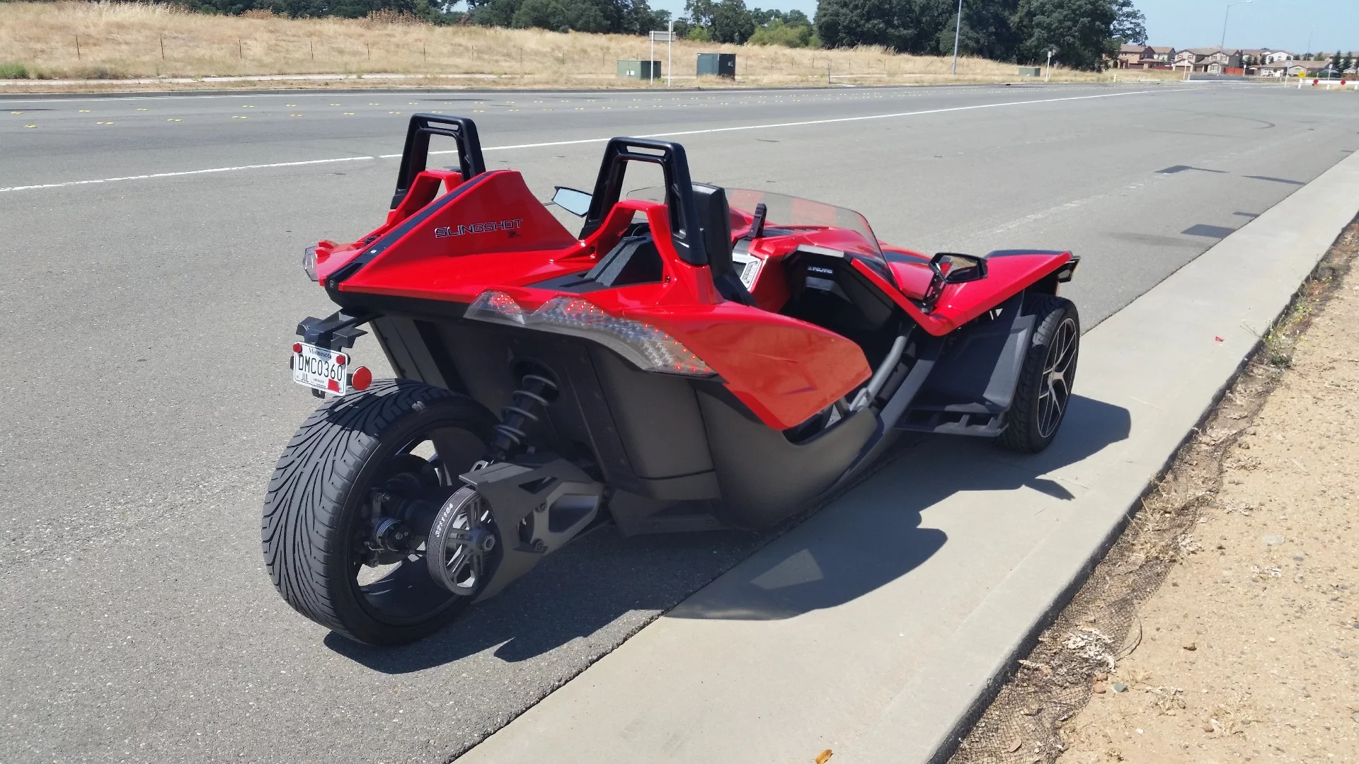 From the rear, the Slingshot is never going to be confused with a car