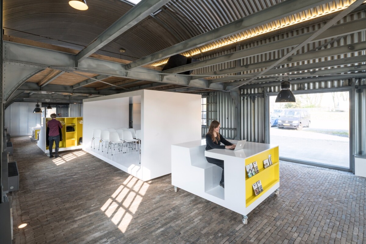 Furniture on wheels creates Moveable interior for art center