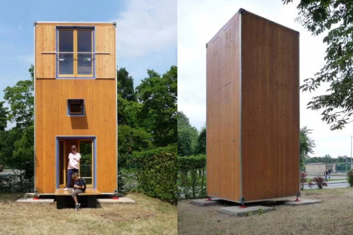 German architectural studio Slawik has created a portable home that fits into the size of a standard shipping container