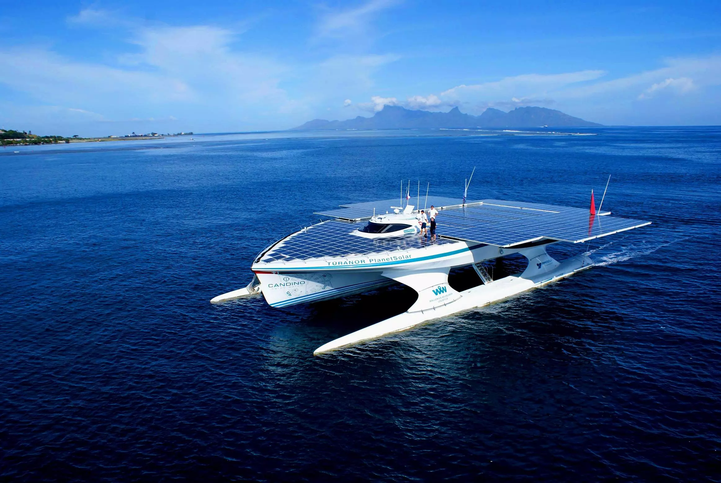 The TURANOR PlanetSolar, passing through Tahiti earlier on its voyage