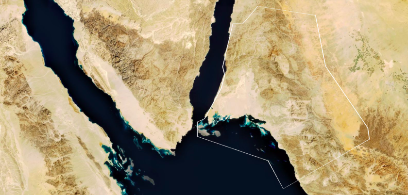 The area earmarked for Neom, on the East coast of the Gulf of Aqaba, part of the Red Sea