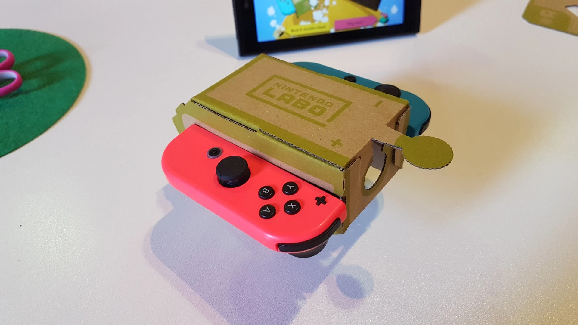 Our basic Nintendo Labo RC Car, before decorating