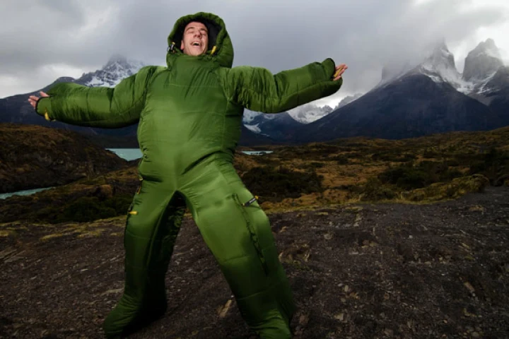 The Selk'Bag (or Musuc'Bag) is a sleeping bag with arms, legs and a hood, which can be both slept in and worn as outerwear (Photo: Selk'Bag)