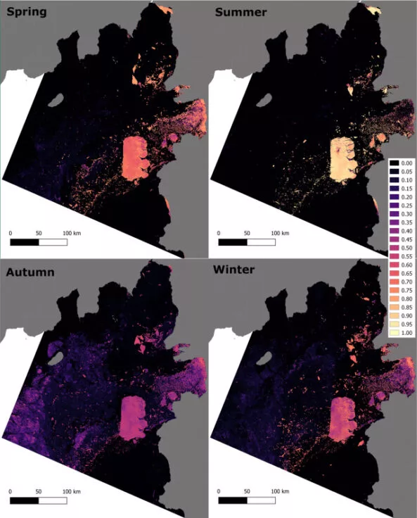 Iceberg tracking predictions generated by AI