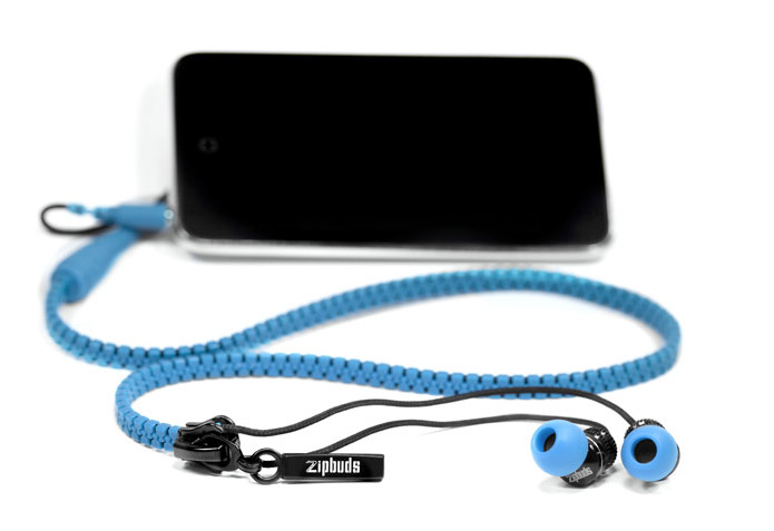 Zipbuds feature a "vertebrae" zipper design that reduces weight and bulk and resists tangling