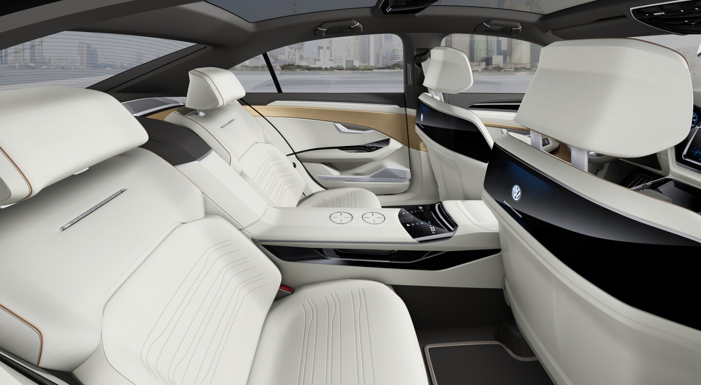 The Volkswagen C Coupé GTE rear seating showing central console