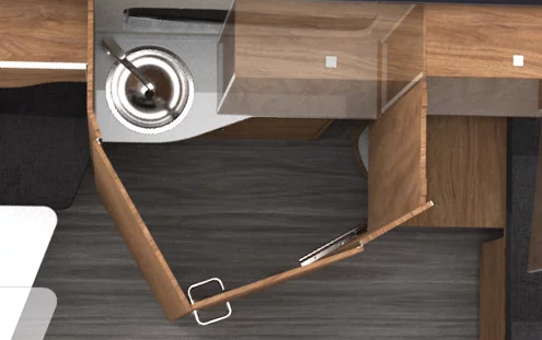 The sliding wardrobe opens extra bed space