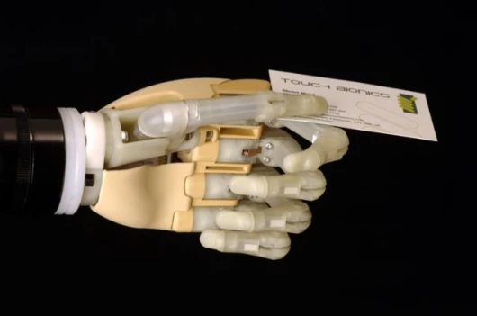 The iLimb hand, from Touch Bionics, demonstrating a "key grip."