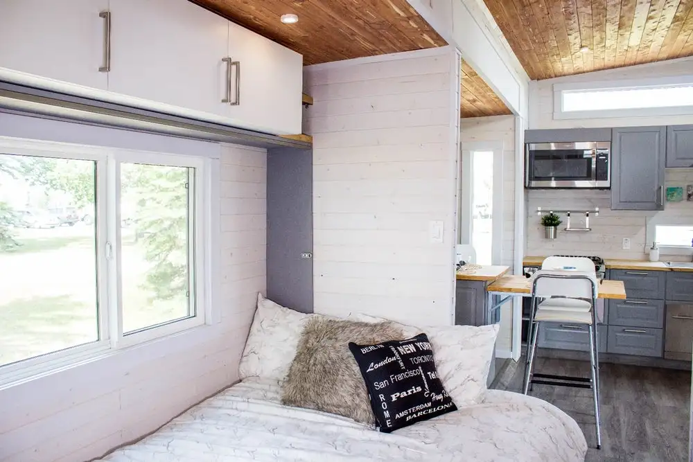 The Aurora's office space turns into a bedroom with a Murphy-style drop-down bed