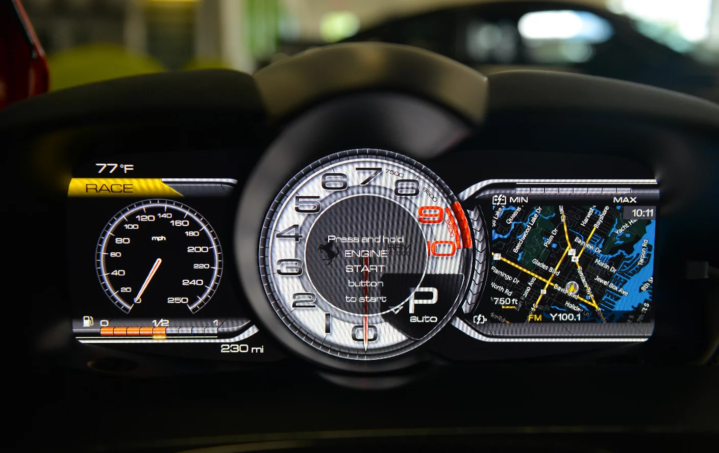 The LaFerrari was fitted with a digital instrument binnacle as standard