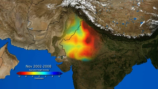 Depletion of groundwater in India's breadbasket (Image: GRACE/NASA)