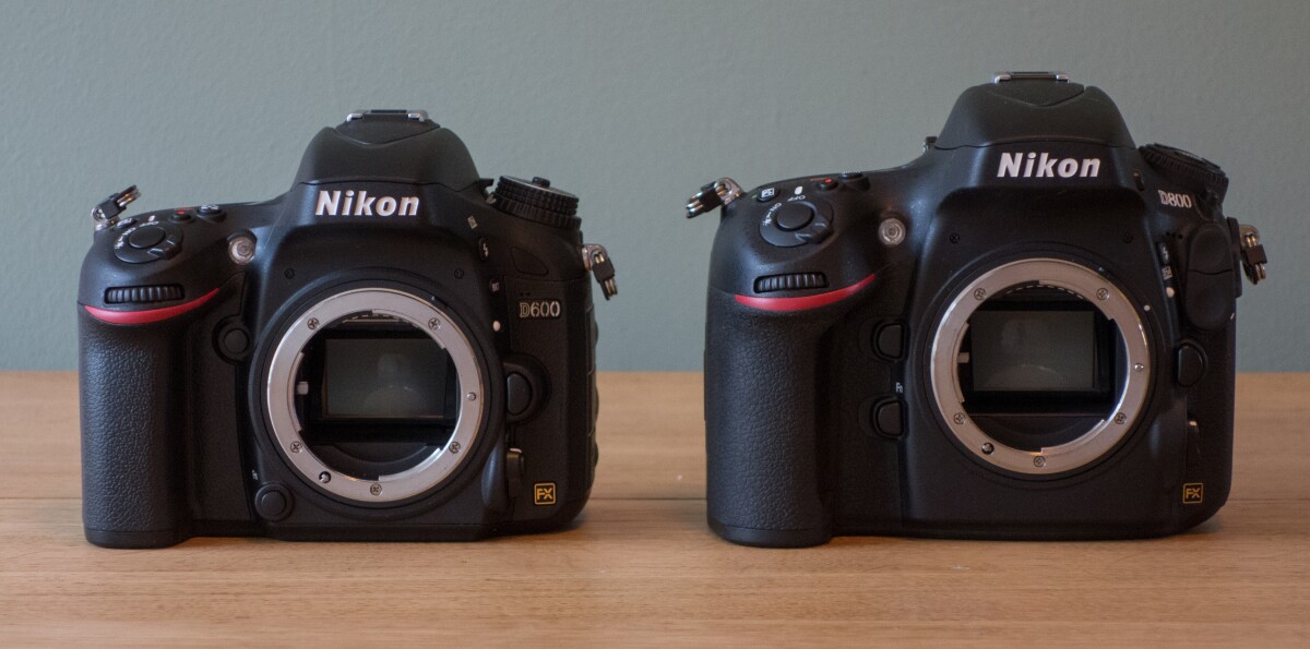 Compared with the D800, the Nikon D600 is considerably smaller