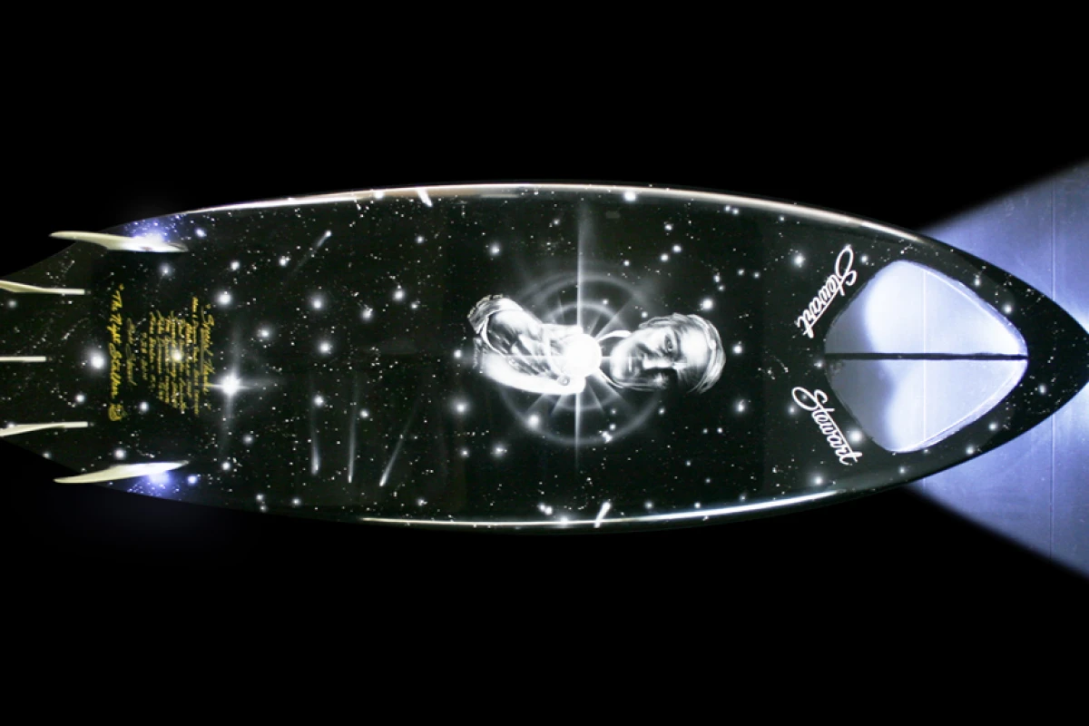 The Night Stalker surfboard features headlights for surfing at night