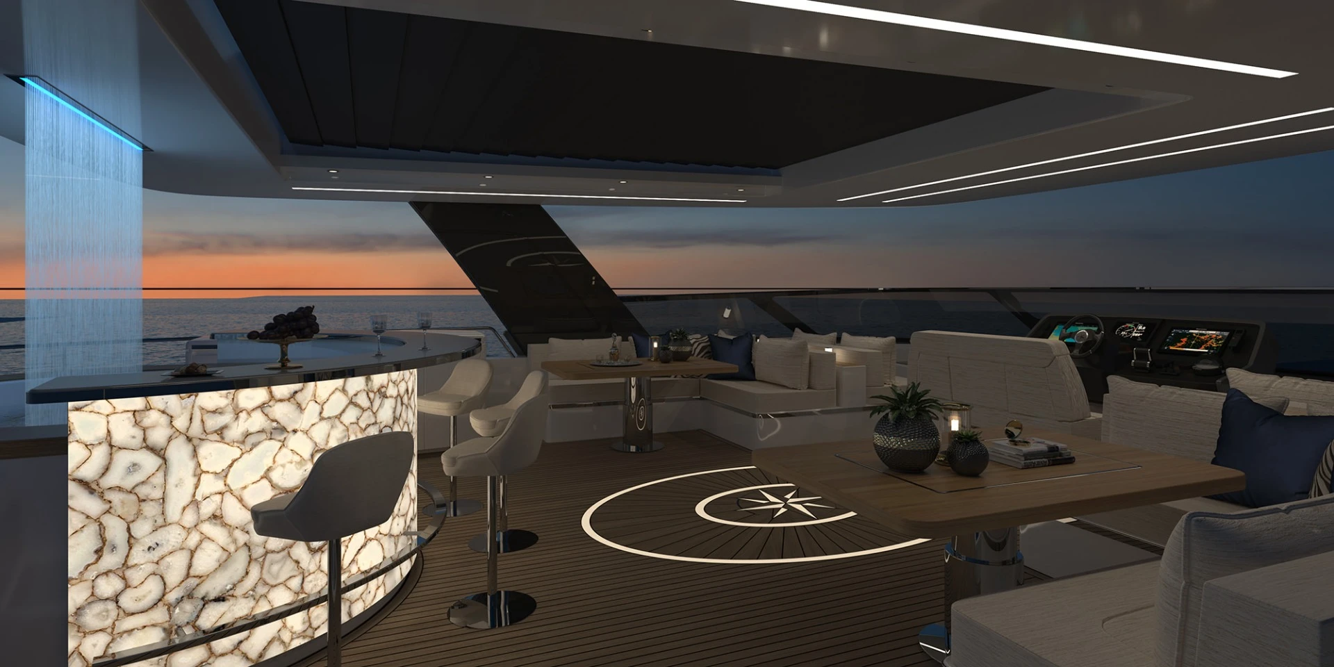 Entertaining space aboard the 80 Sunreef Power yacht