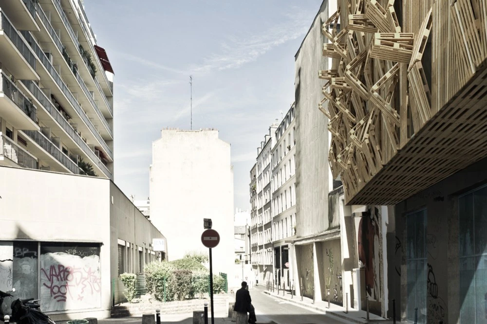 The AME-LOT student housing project is made entirely out of recycled pallets (Image by Malka Architecture)