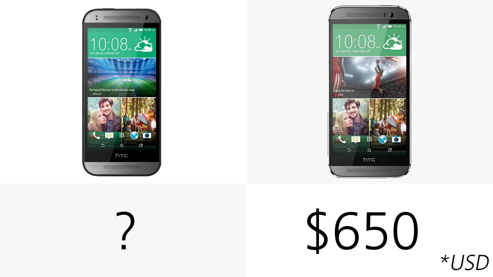 The price of the HTC One mini 2 is likely to be significantly lower than the flagship smartphone