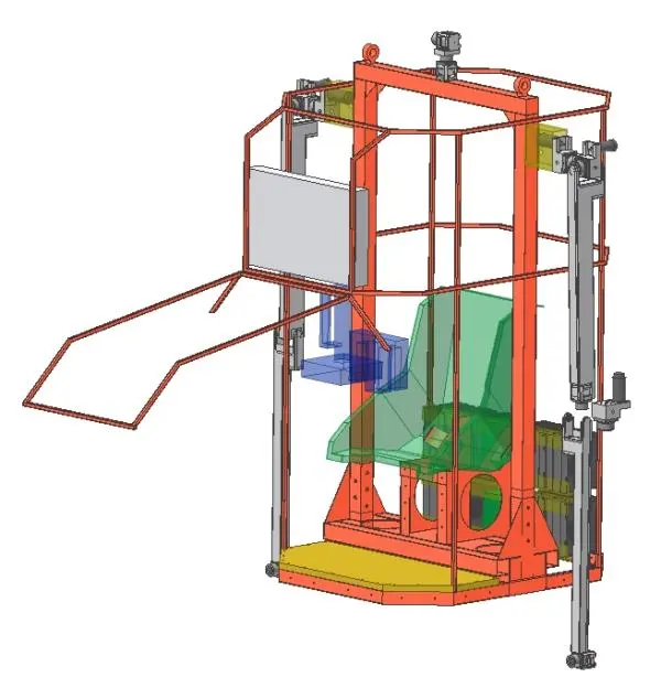 CAD rendering showing the 4 meter tall robot's upper body frame and cockpit