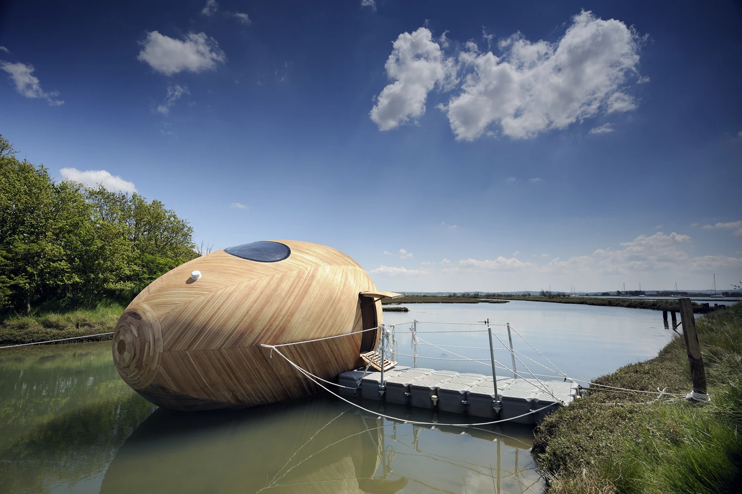 Access to the egg is afforded via a small pontoon bridge (Photo: Nigel Rigden)
