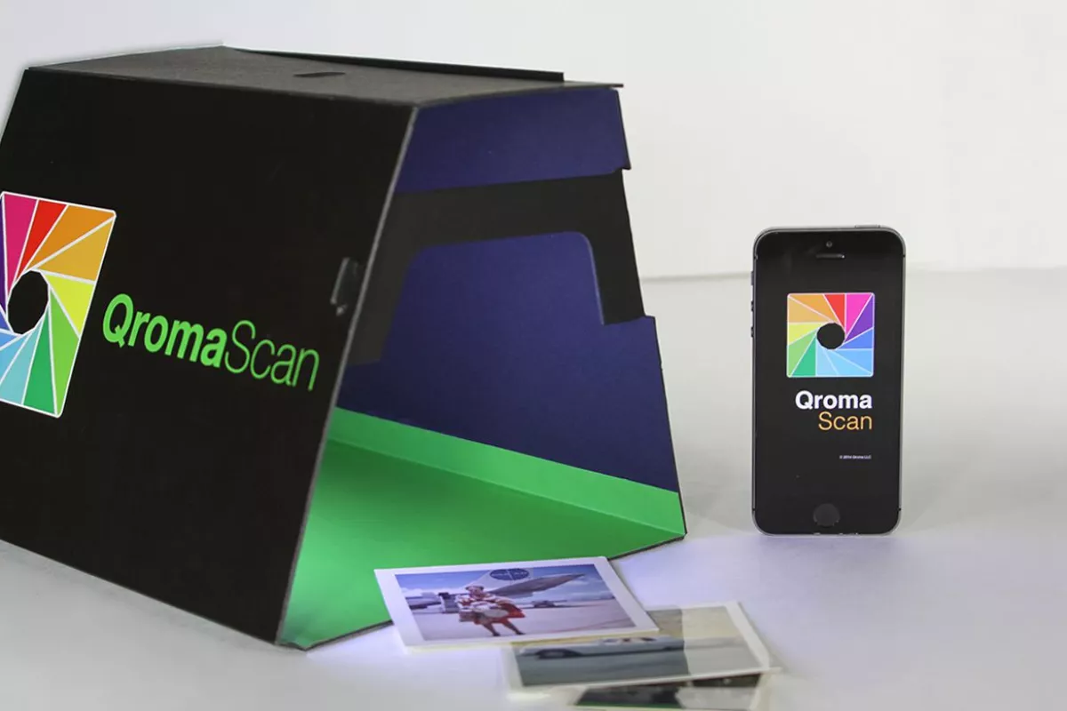 The QromaScan Lightbox and app mean you can quickly scan and tag photos with an iPhone and your voice