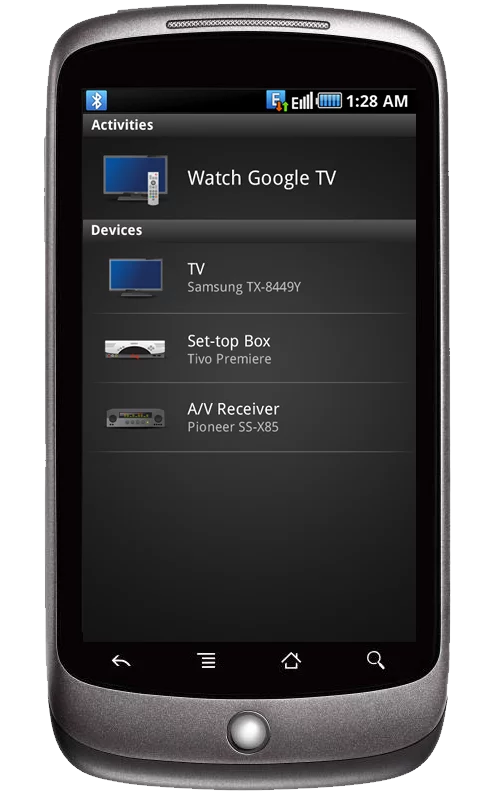 The Harmony smartphone app that will allow users to control of the Revue unit's functionality and voice search