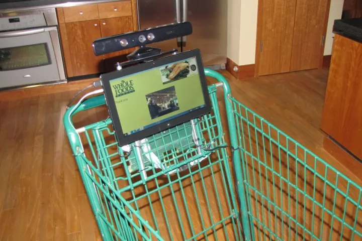 Whole Foods is testing a Kinect-powered shopping cart that will follow shoppers around and detect the items they pick up