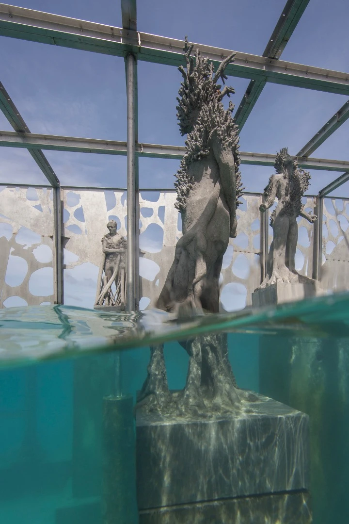 These sculptures are hybrids, blending humans with nature
