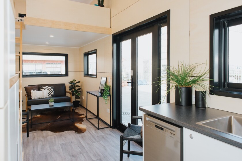 The Kingfisher Tiny House has a relatively spacious living room