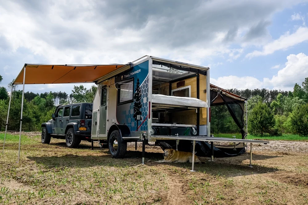 Instead of the tailgate galley you might expect to find on a trailer like this, Trail Marker has added a full-height load door – buyers can choose between the ramp-style door pictured and a lift-gate