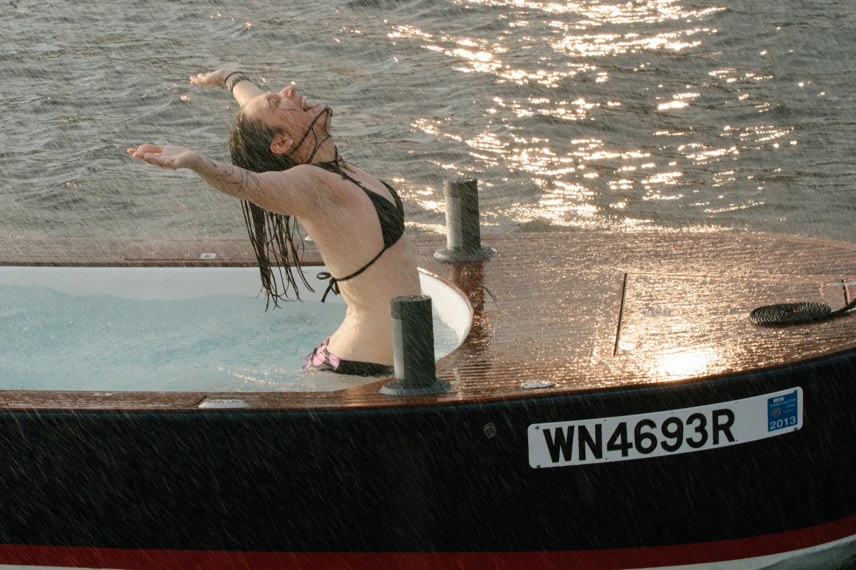 The Hot Tub Boat allows its passengers to soak while they cruise