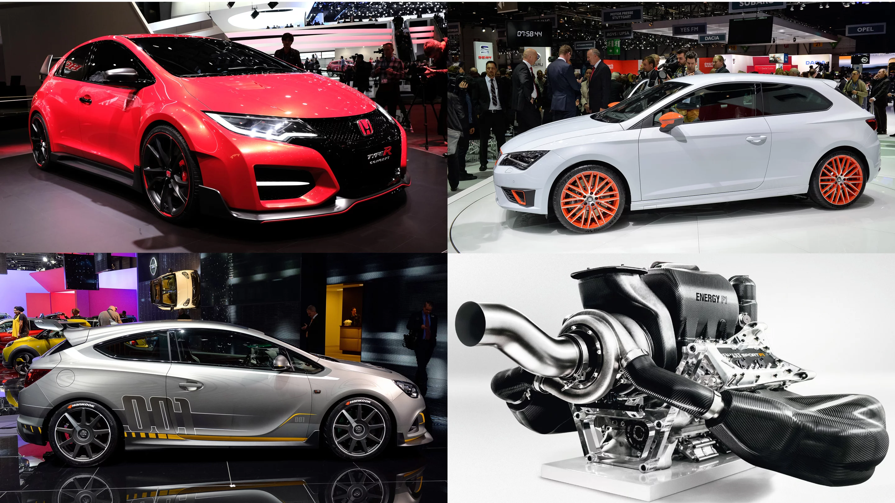 The front-wheel-drive pocket rocket market is likely to become all four-wheel-drive in the next decade as energy management systems dictate that electricity plays a part and in-wheel electric motors join the fray. Can you name the brands behind the four images?